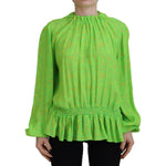 Dsquared² Green Stars Print Viscose Long Sleeves Blouse Top TSH83379-38