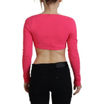 Dsquared² Pink Viscose Knit Square Neck Long Sleeves Top TSH83419-38