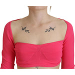 Dsquared² Pink Viscose Knit Square Neck Long Sleeves Top TSH83419-38