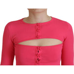 Dsquared² Pink Viscose Knit Open Chest Long Sleeves Top TSH83422-38