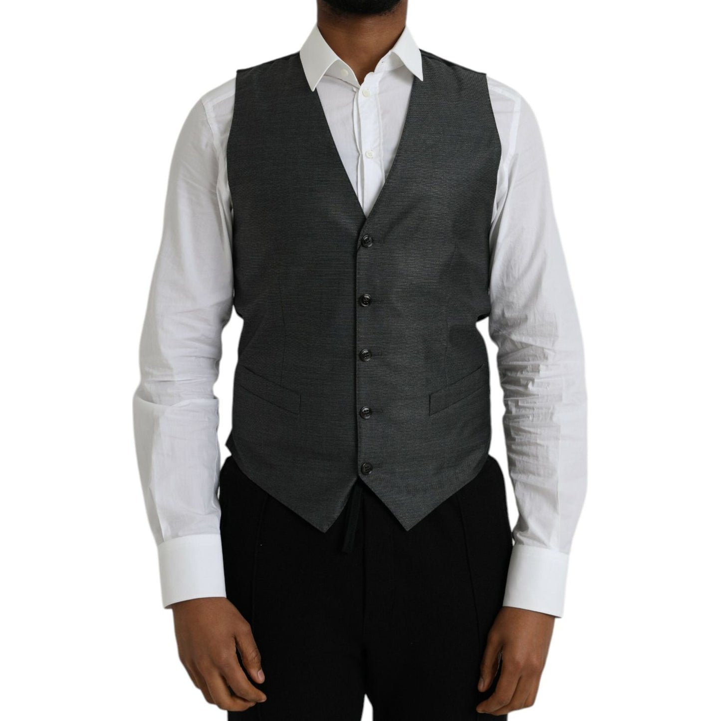 Dolce & Gabbana Gray Wool Formal Dress Waistcoat Vest Dolce & Gabbana Gray