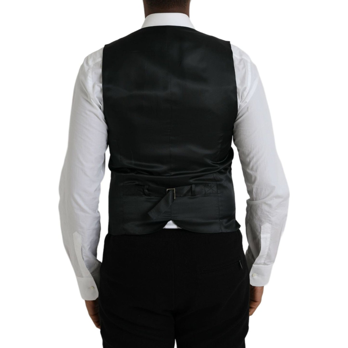 Dolce & Gabbana Gray Wool Formal Dress Waistcoat Vest Dolce & Gabbana Black
