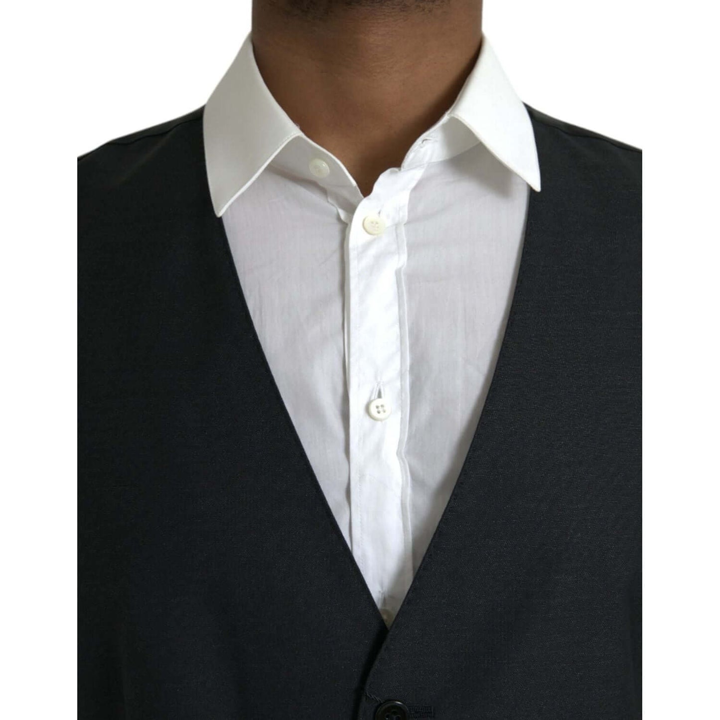 Dolce & Gabbana Black Wool Waistcoat Dress Formal Vest Dolce & Gabbana Light Gray