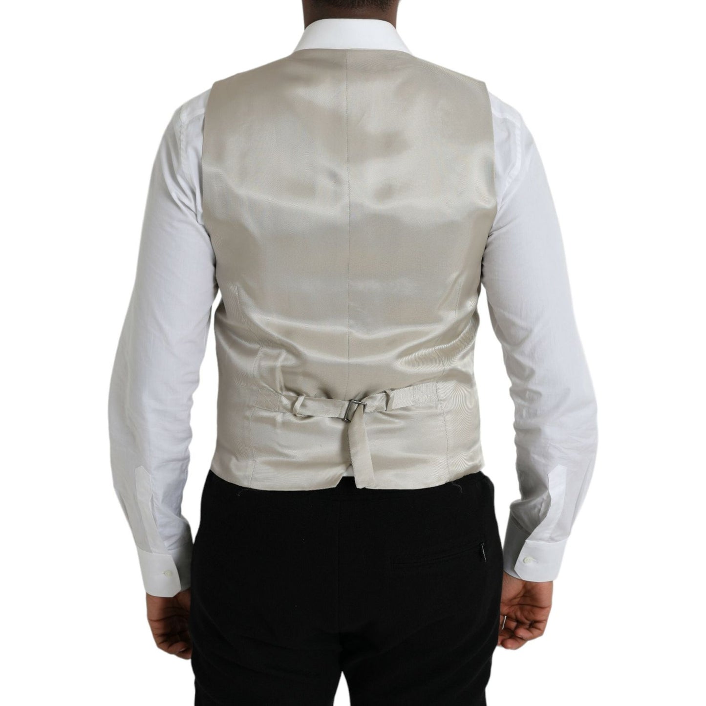 Dolce & Gabbana Light Gray Wool Formal Dress Waistcoat Vest Dolce & Gabbana Gray