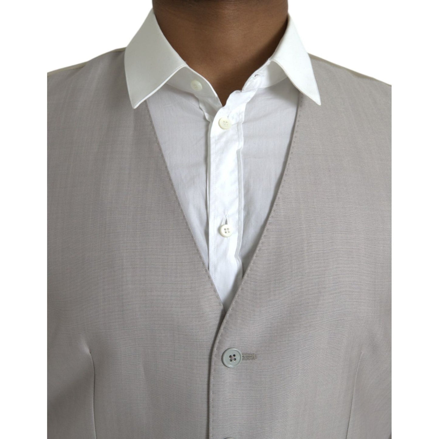Dolce & Gabbana Light Gray Wool Formal Dress Waistcoat Vest Dolce & Gabbana Light Slate Gray