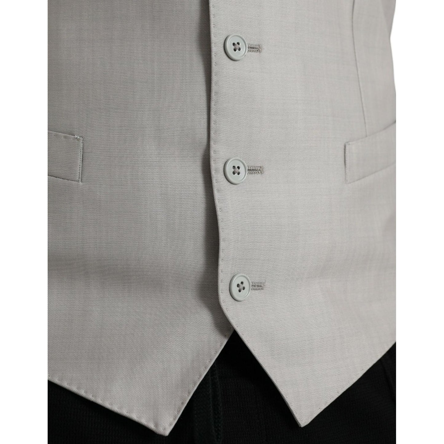 Dolce & Gabbana Light Gray Wool Formal Dress Waistcoat Vest Dolce & Gabbana Dark Gray