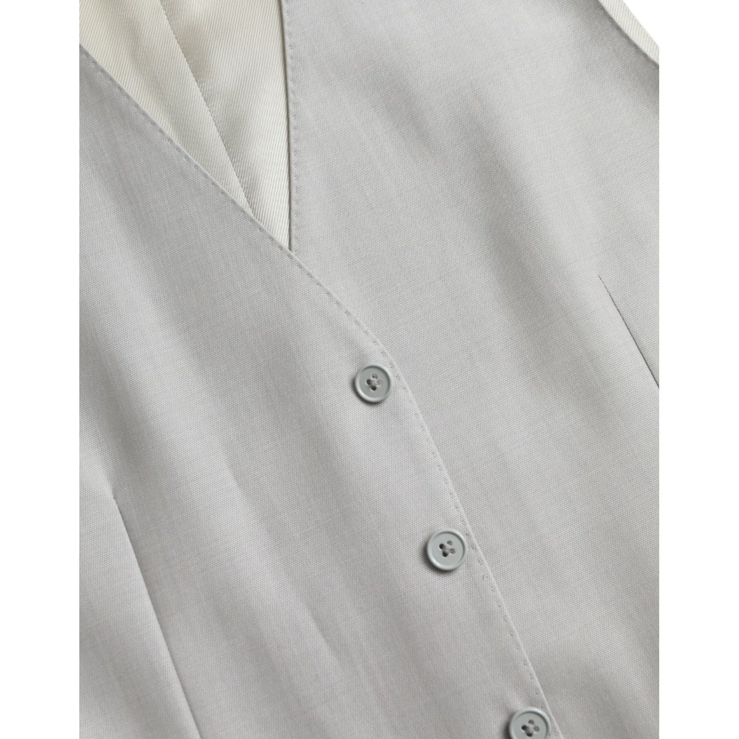Dolce & Gabbana Light Gray Wool Formal Dress Waistcoat Vest Dolce & Gabbana Gray