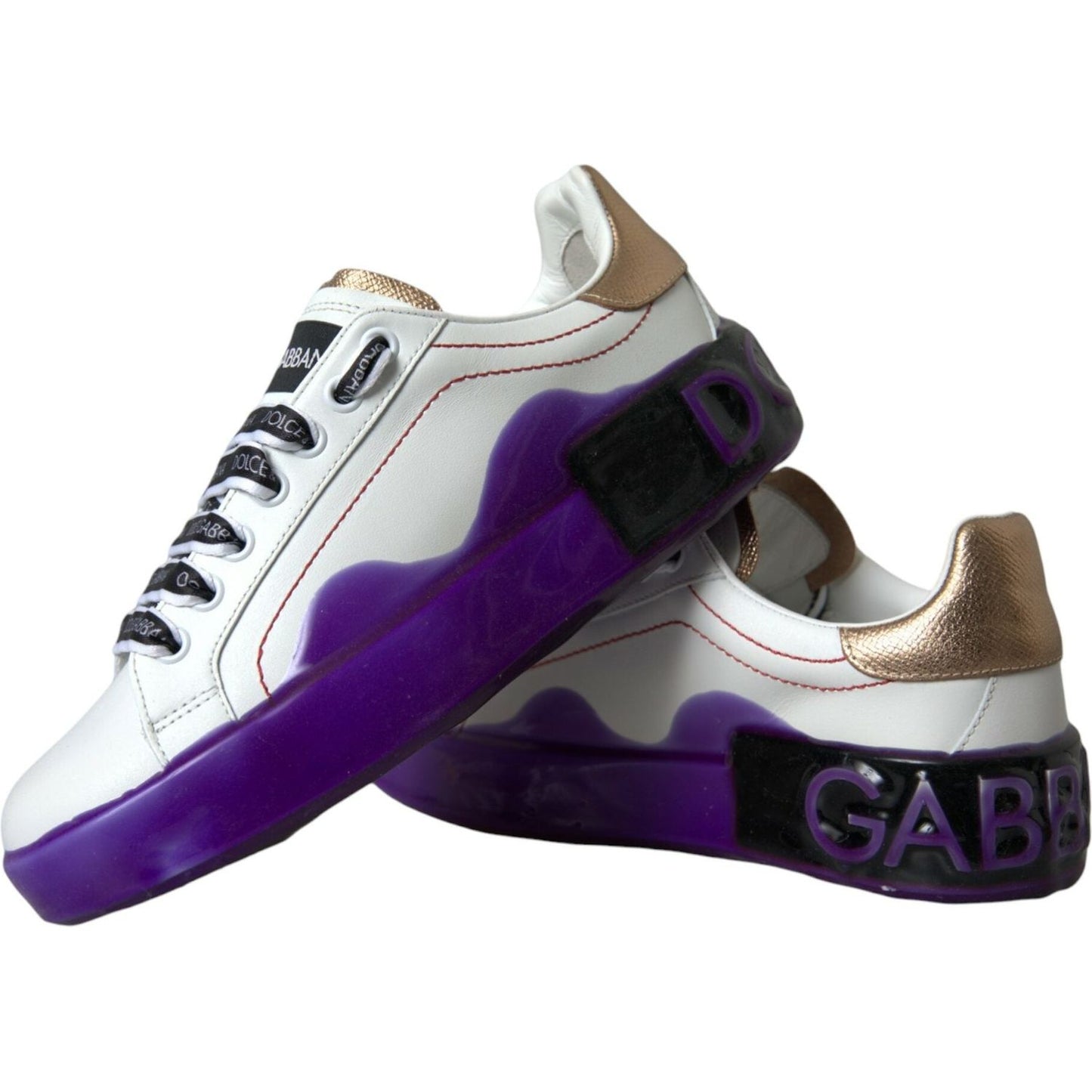 Dolce & Gabbana White Leather Portofino Low Top Sneakers Shoes Dolce & Gabbana Light Gray
