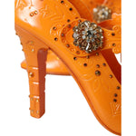 Dolce & Gabbana Orange CINDERELLA Floral Crystal Pumps Shoes LA10837-39