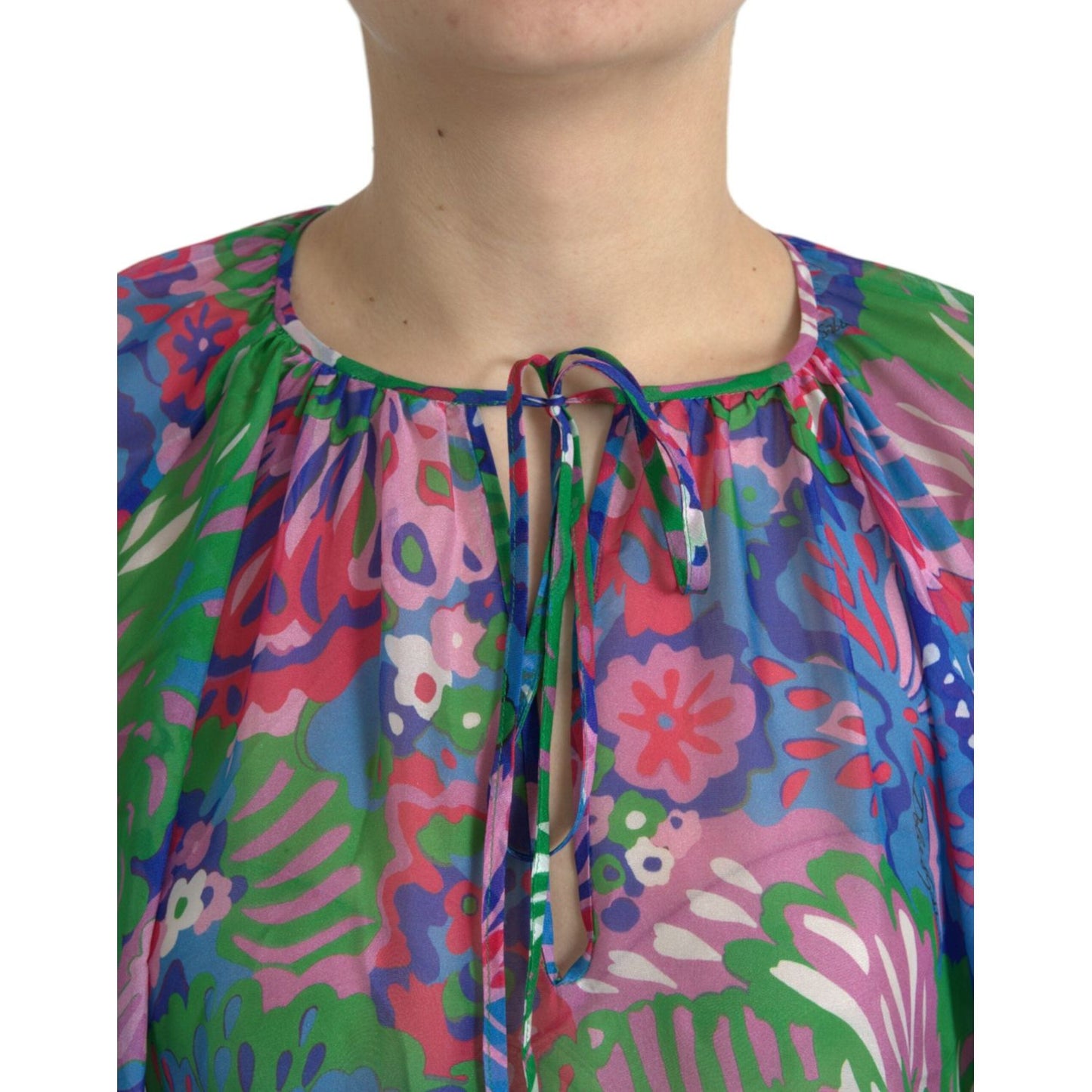 Dolce & Gabbana Multicolor Floral Silk Kaftan Maxi Dress Dolce & Gabbana Dim Gray