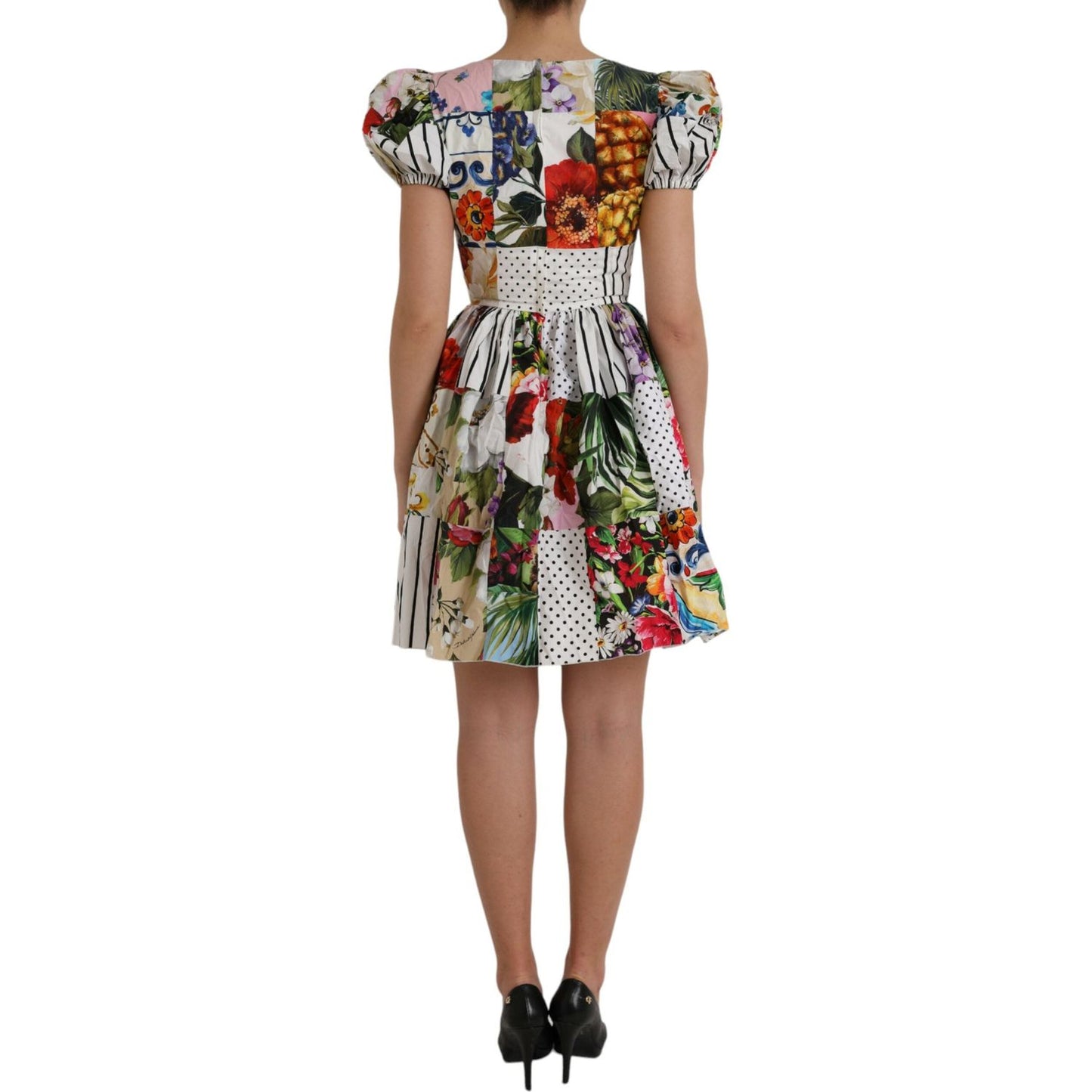 Dolce & Gabbana Multicolor Patchwork Cotton Aline Mini Dress Dolce & Gabbana Dim Gray