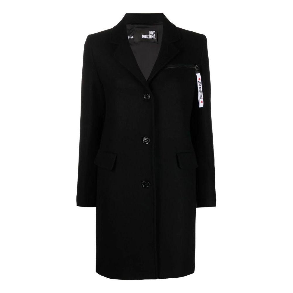 Love Moschino Black Wool Jackets & Coat Love Moschino Black