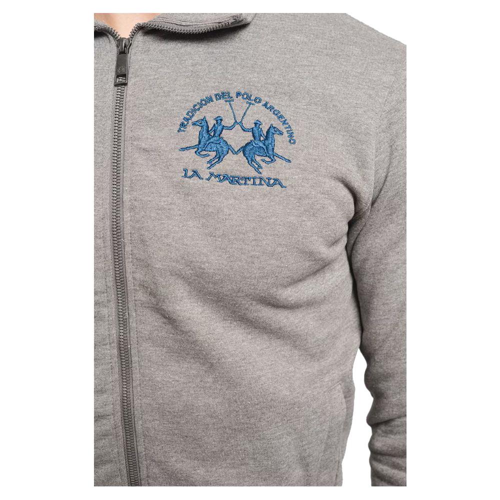La Martina Gray Cotton Sweater La Martina Dark Gray