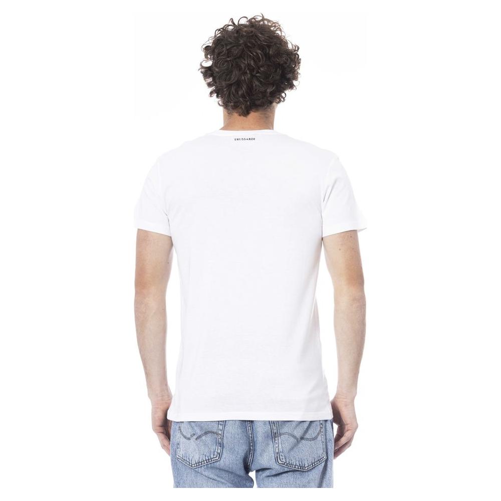 Trussardi Beachwear White Cotton T-Shirt MAN T-SHIRTS Trussardi Beachwear Lavender