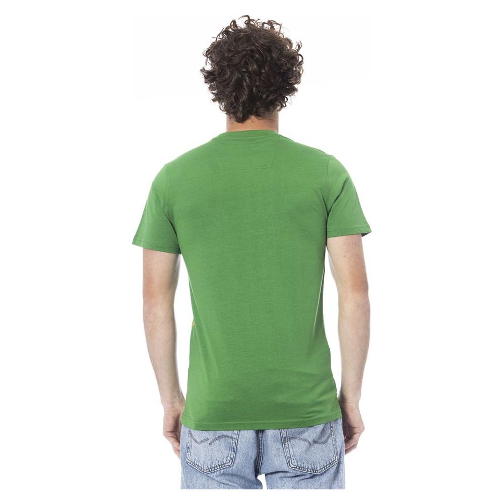 Cavalli Class Green Cotton Men T-Shirt Cavalli Class Dim Gray