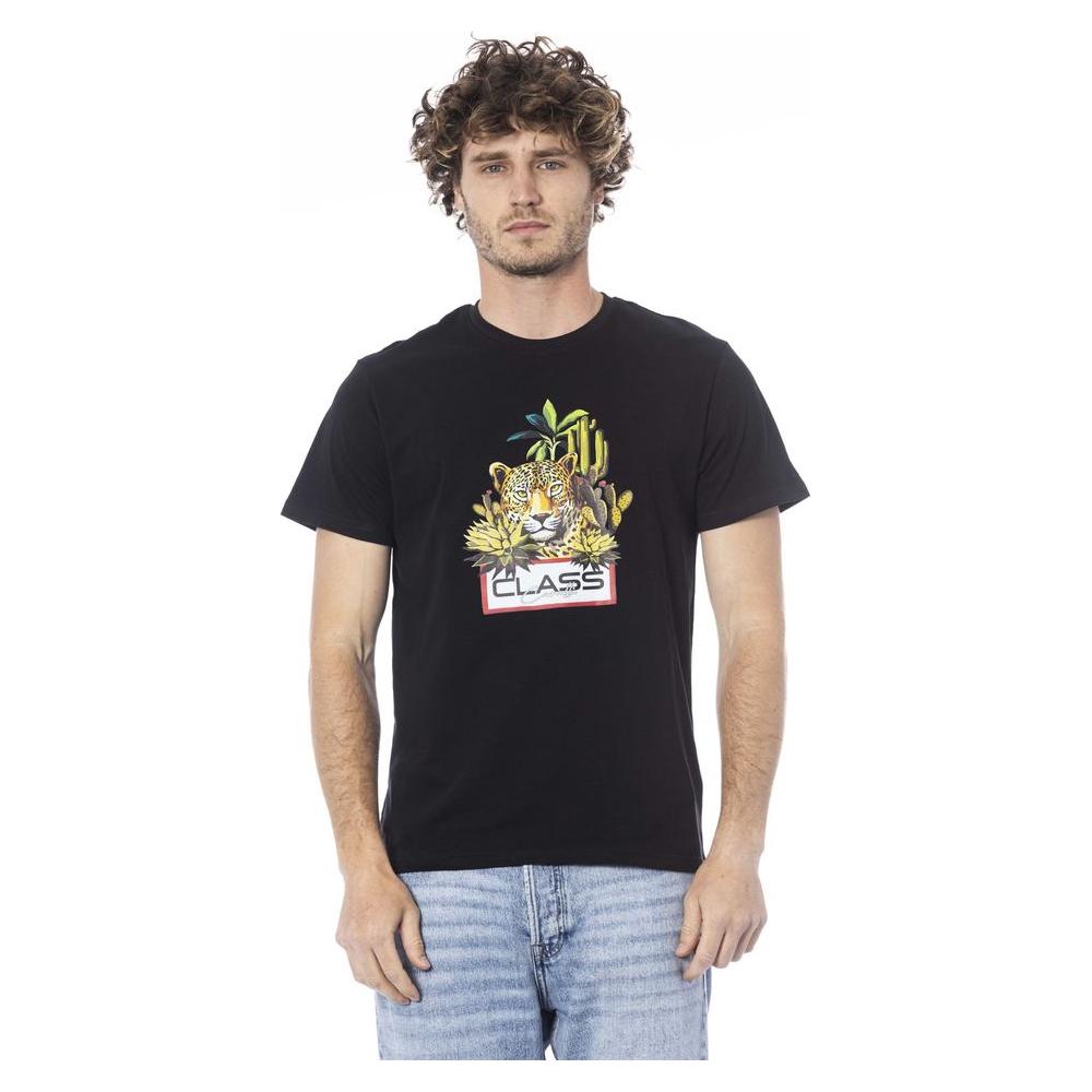 Cavalli Class Black Cotton Men T-Shirt Cavalli Class Gray