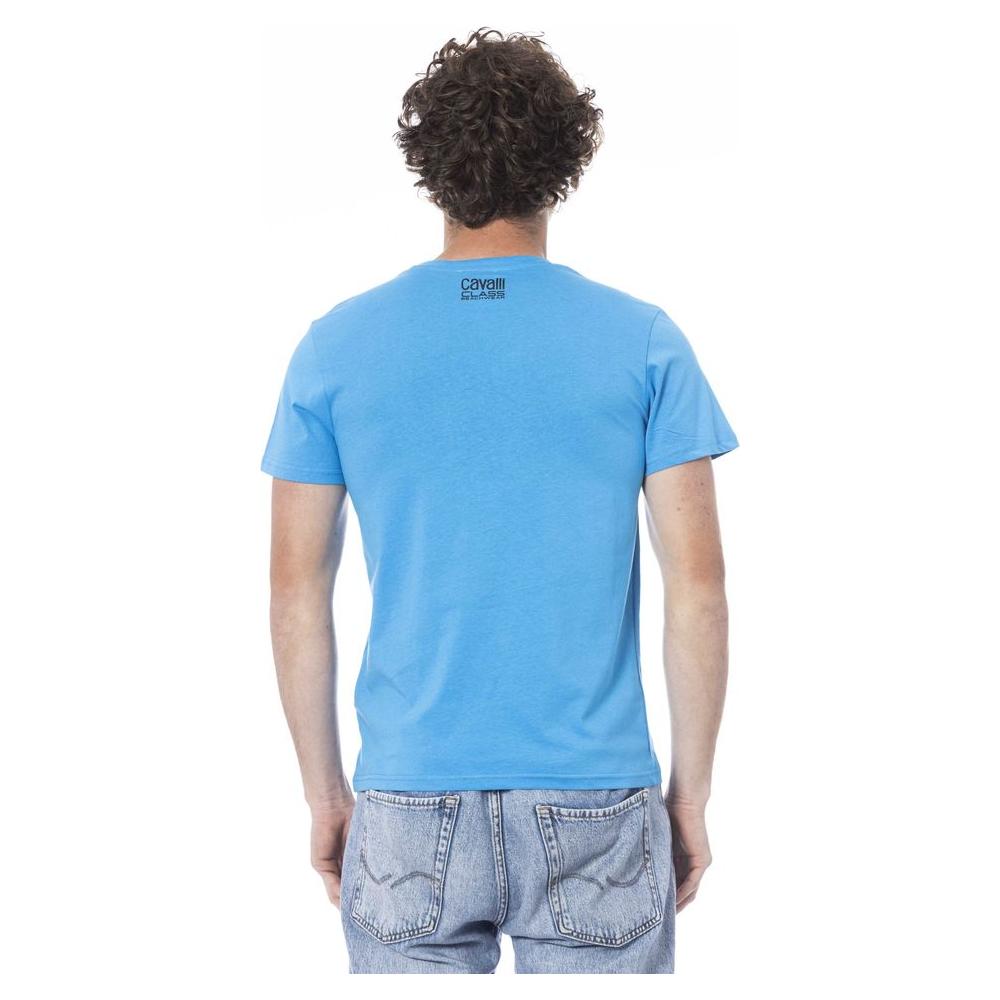 Cavalli Class Light Blue Cotton Men T-Shirt Cavalli Class Cornflower Blue