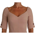 Dolce & Gabbana Dusty Pink Midi Sheath Crystal Buttons Dress DR1508-40