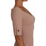 Dolce & Gabbana Dusty Pink Midi Sheath Crystal Buttons Dress DR1508-40