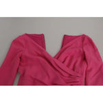Dolce & Gabbana Pink Plunging Bodycon Sheath Mini Rayon Dress DR2580-42