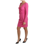 Dolce & Gabbana Pink Plunging Bodycon Sheath Mini Rayon Dress DR2580-42