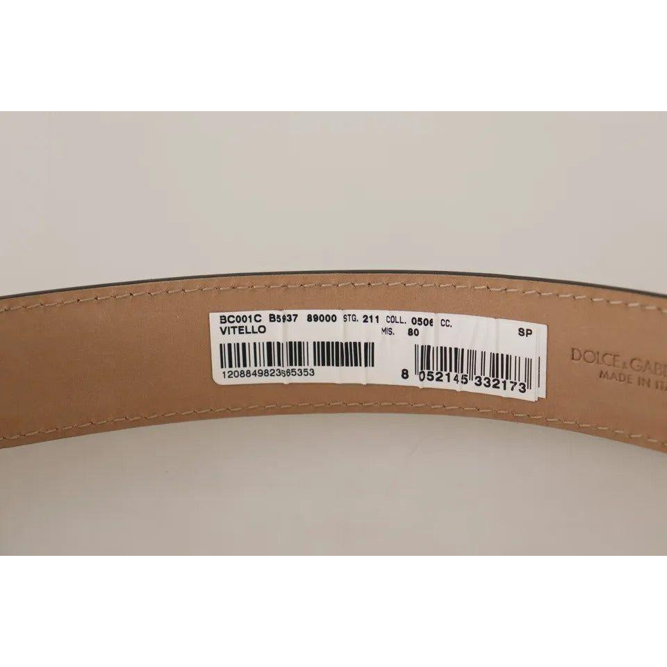 Dolce & Gabbana Black Leather Gold Metal Logo Engraved Buckle Belt Dolce & Gabbana Dark Gray