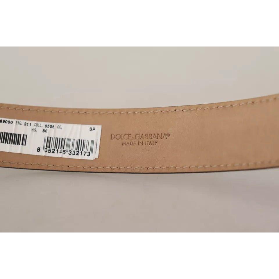Dolce & Gabbana Black Leather Gold Metal Logo Engraved Buckle Belt Dolce & Gabbana Dark Gray
