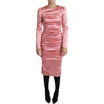 Dolce & Gabbana Pink Long Sleeves Bodycon Sheath Midi Dress DR2695-42
