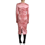 Dolce & Gabbana Pink Long Sleeves Bodycon Sheath Midi Dress DR2695-42