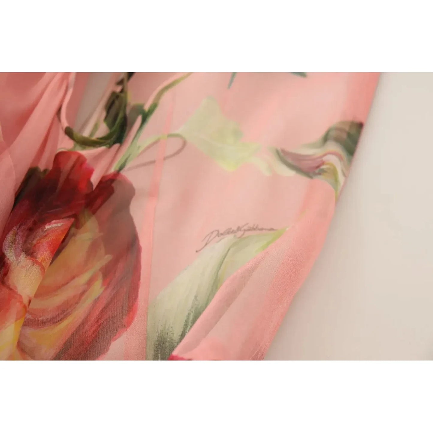 Dolce & Gabbana Pink Silk Floral Print Layered Maxi Dress DR28220