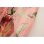 Dolce & Gabbana Pink Silk Floral Print Layered Maxi Dress DR28220