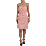 Dolce & Gabbana Pink Silk Stretch Strapless Sheath Dress DR28878#