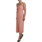 Dolce & Gabbana Pink Silk Stretch Strapless Sheath Midi Dress DR28885-36