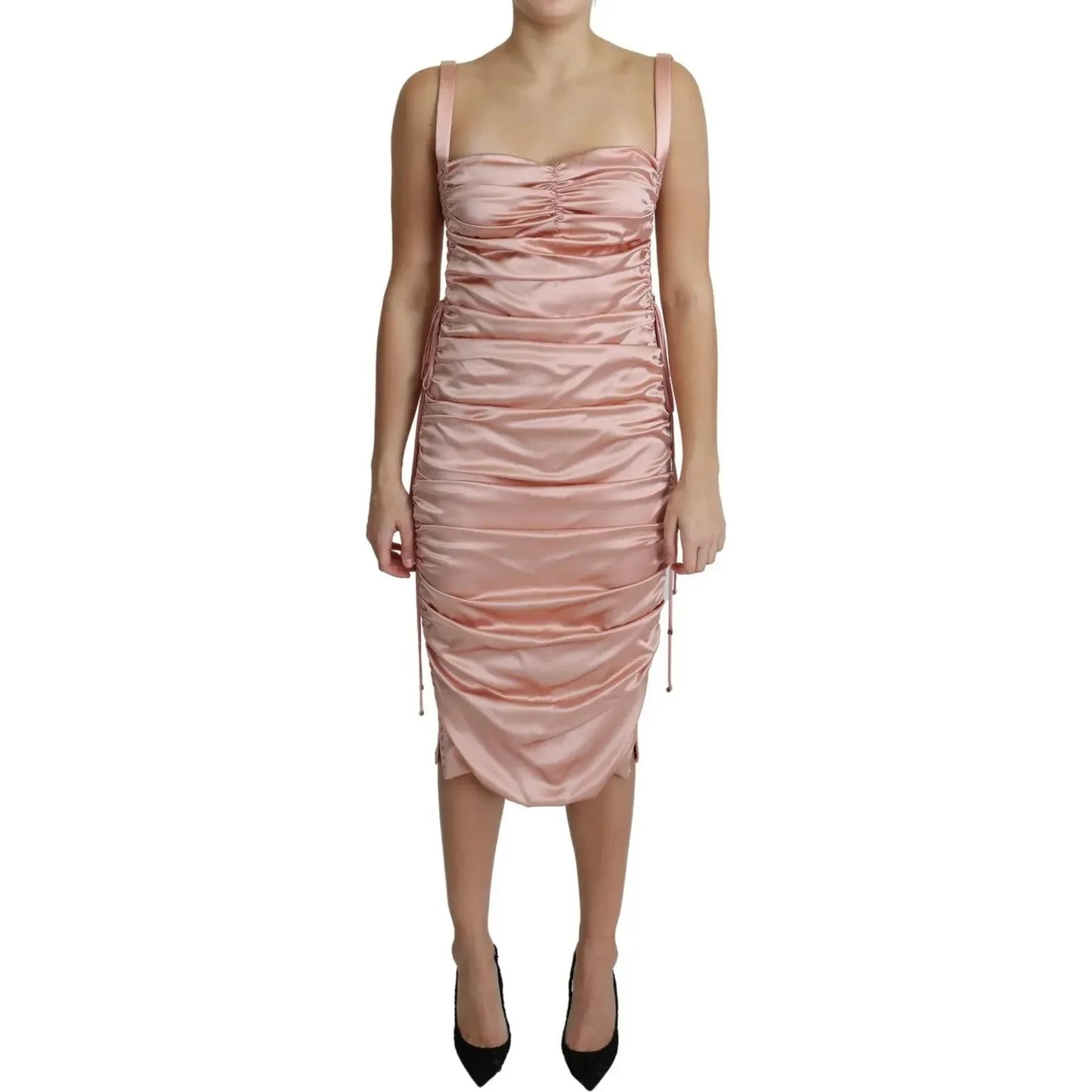 Dolce & Gabbana Pink Spaghetti Strap Bodycon Midi Dress DR2652-44