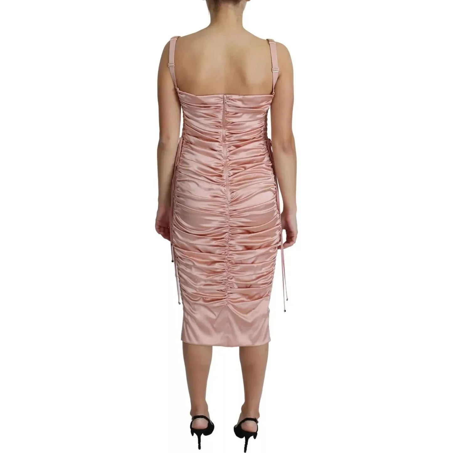Dolce & Gabbana Pink Spaghetti Strap Bodycon Midi Dress DR2652-44