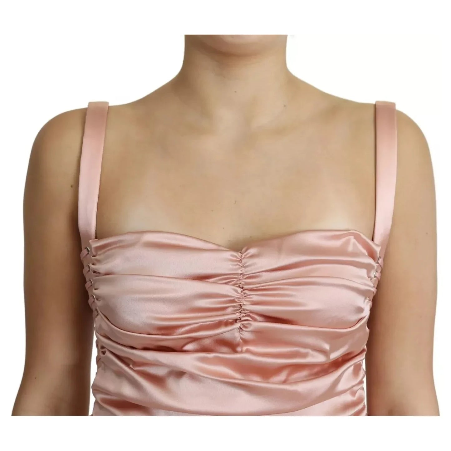 Dolce & Gabbana Pink Spaghetti Strap Bodycon Midi Dress DR2652-44