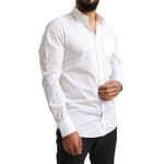 Dolce & Gabbana White GOLD Formal Cotton Tuxedo Dress Shirt TSH84116-41