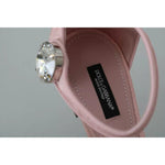 Dolce & Gabbana Pink Brocade Crystal Lily Ankle Strap Shoes LA8269-37