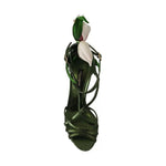 Dolce & Gabbana Acid Green Leather Strappy Flower Heels Sandals Shoes LA9701-35