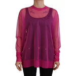 Dolce & Gabbana Fuchsia Polyester Crewneck Pullover Sweater TSH83740-40