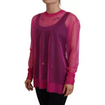 Dolce & Gabbana Fuchsia Polyester Crewneck Pullover Sweater TSH83740-40