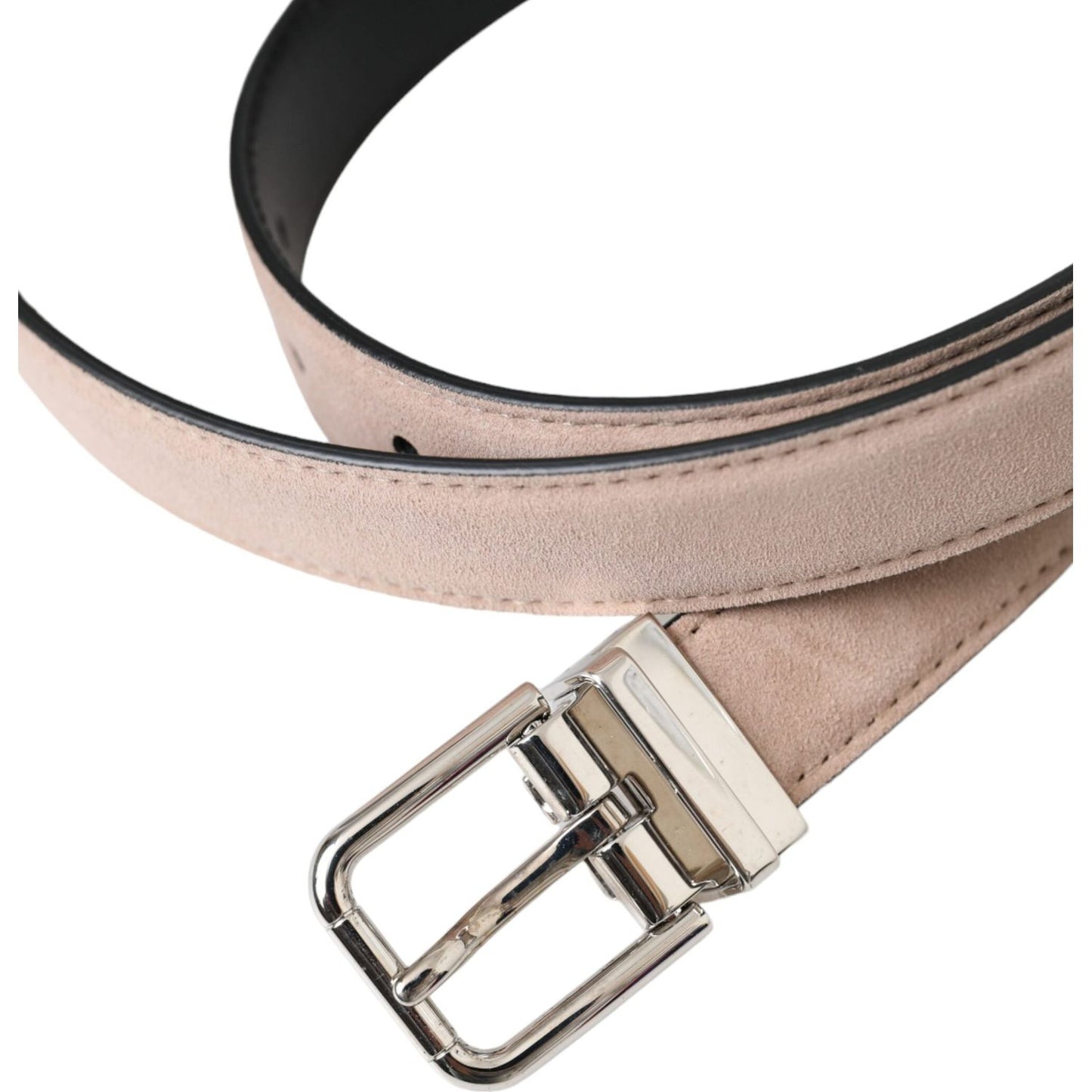 Dolce & Gabbana Beige Suede Leather Silver Buckle Belt Men Dolce & Gabbana Rosy Brown
