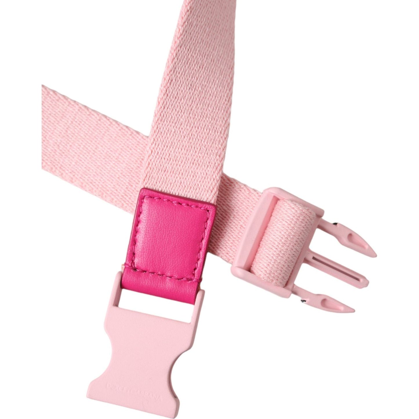 Dolce & Gabbana Pink Canvas Stretch Plastic Buckle Women Belt Dolce & Gabbana Pink