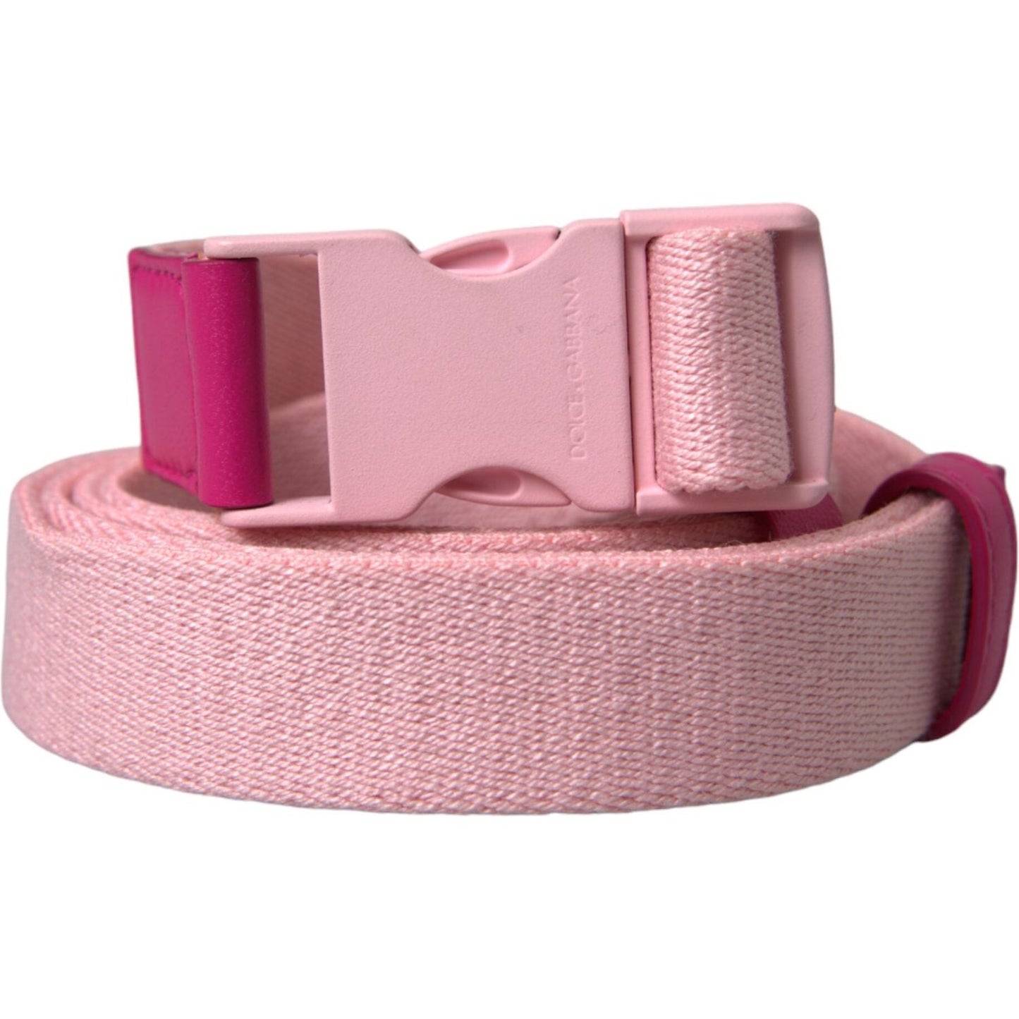 Dolce & Gabbana Pink Canvas Stretch Plastic Buckle Women Belt Dolce & Gabbana Rosy Brown