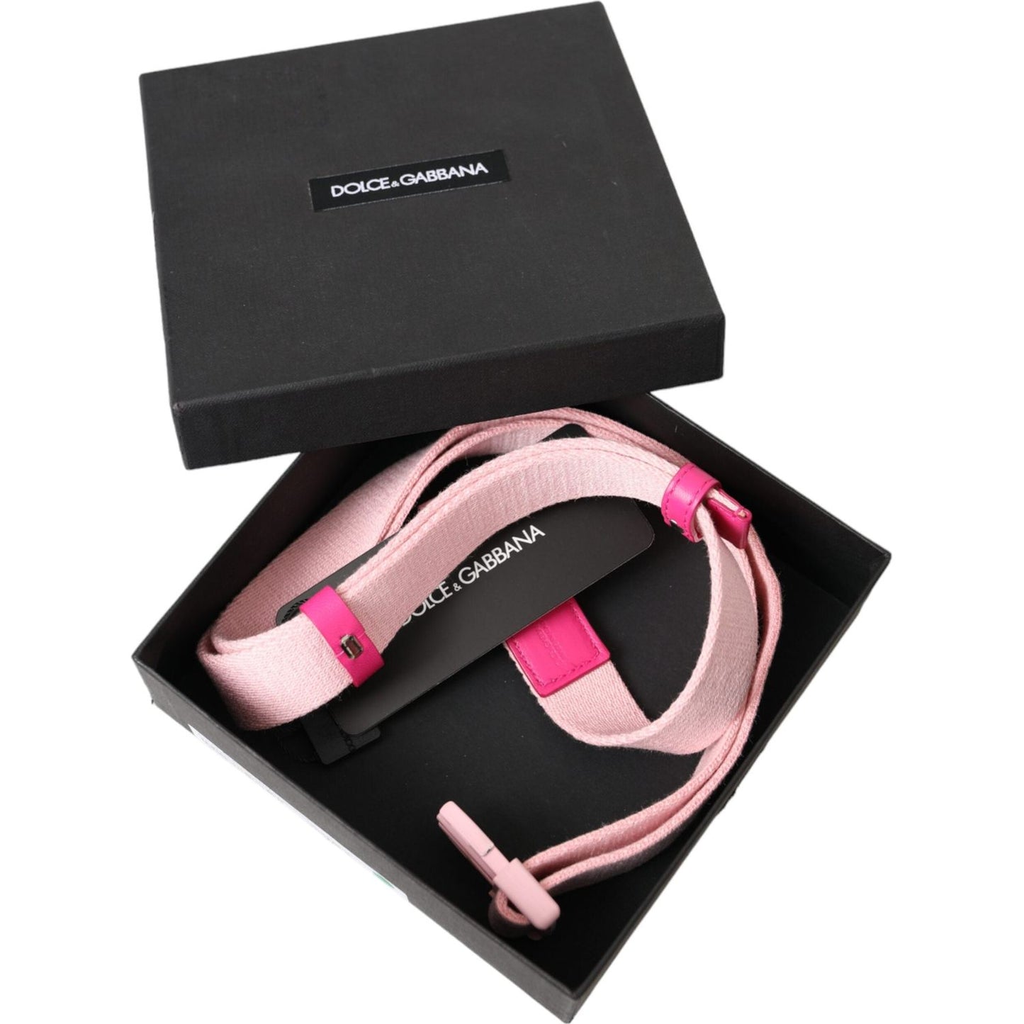 Dolce & Gabbana Pink Canvas Stretch Plastic Buckle Women Belt Dolce & Gabbana Dark Slate Gray