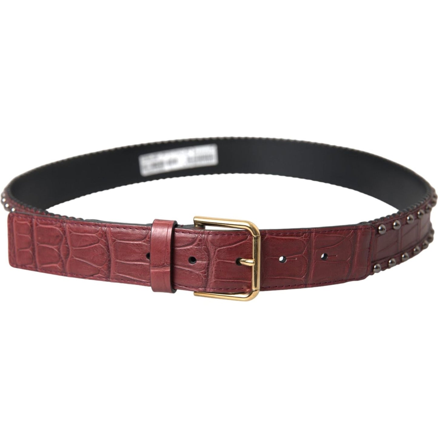 Dolce & Gabbana Brown Alligator Leather Studded Metal Buckle Belt Dolce & Gabbana Dark Olive Green
