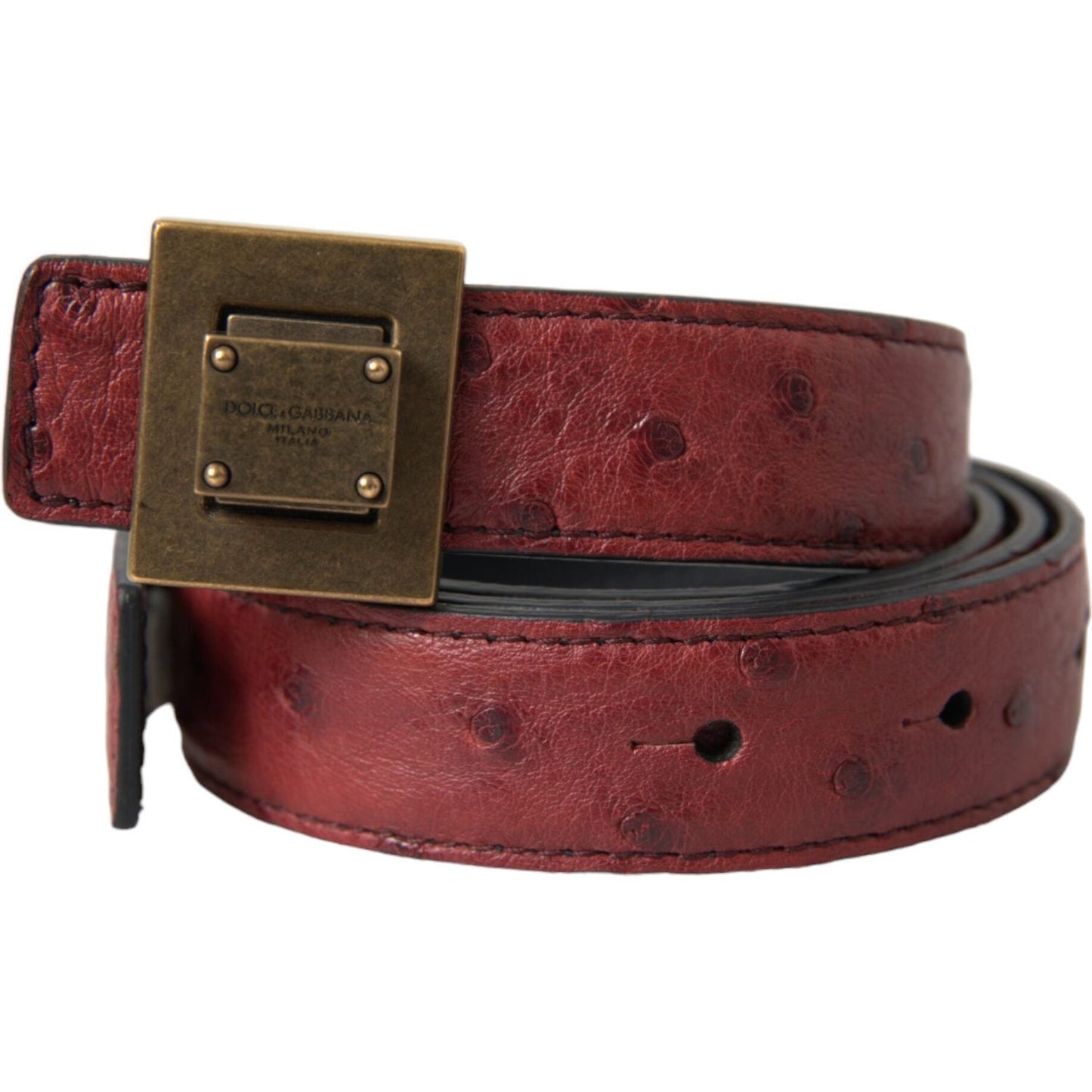 Dolce & Gabbana Brown Leather Square Metal Buckle Belt Dolce & Gabbana Saddle Brown