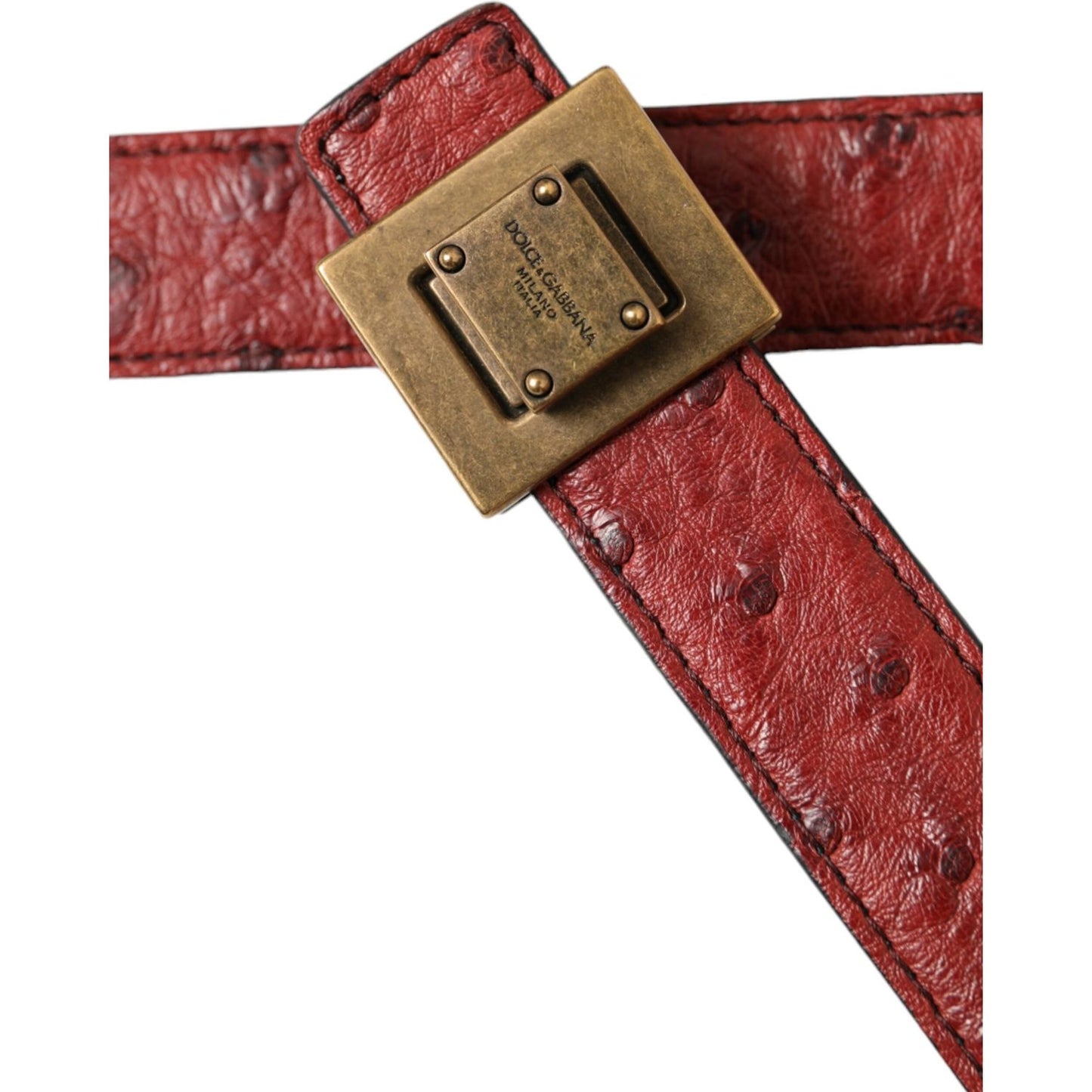 Dolce & Gabbana Brown Leather Square Metal Buckle Belt Dolce & Gabbana Sienna