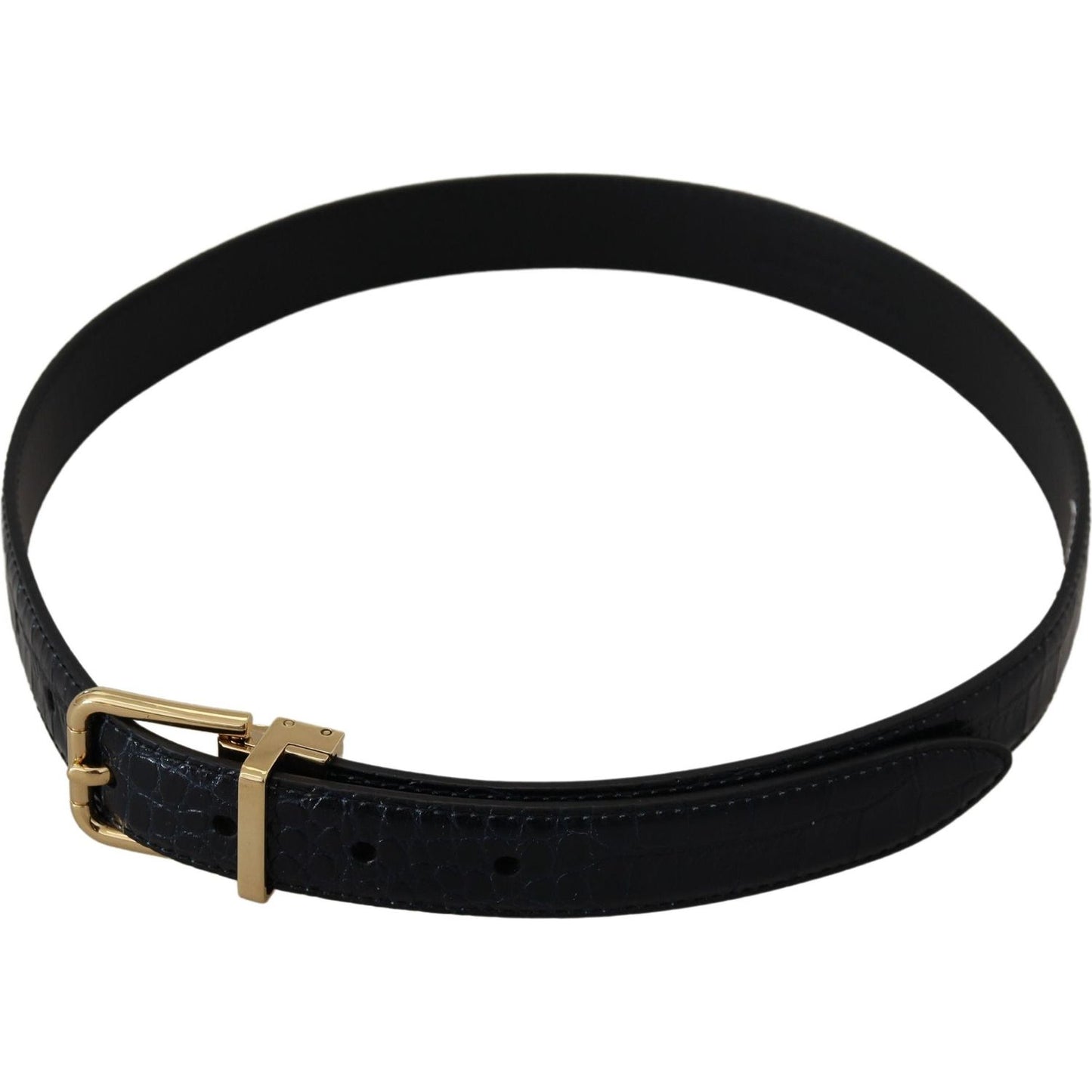 Dolce & Gabbana Black Exotic Leather Gold Metal Buckle Belt Dolce & Gabbana Black