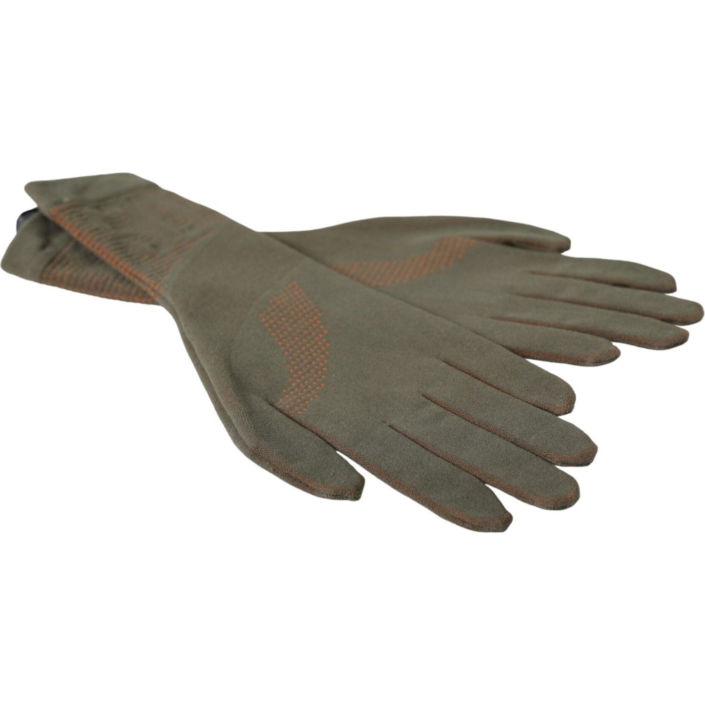 Dolce & Gabbana Brown Cotton Stretch Wrist Length Gloves Dolce & Gabbana Dim Gray